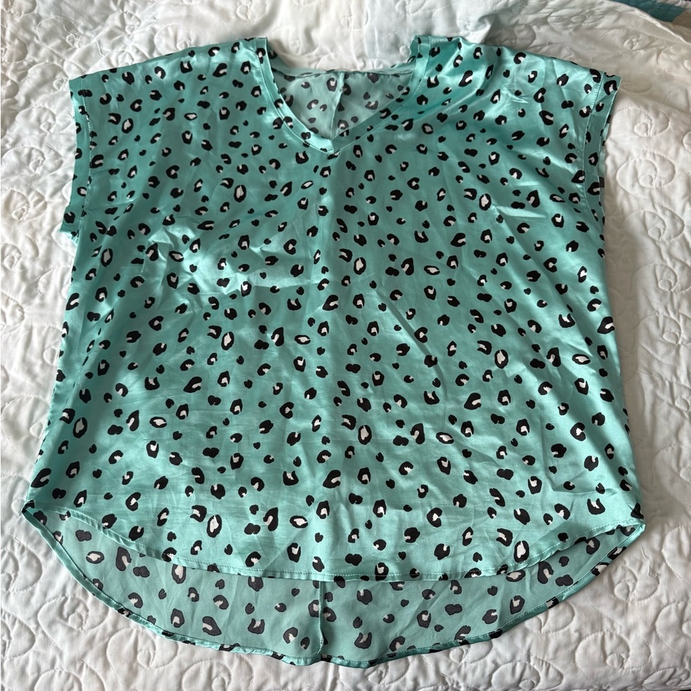 Leopard Print Satin Dress Top